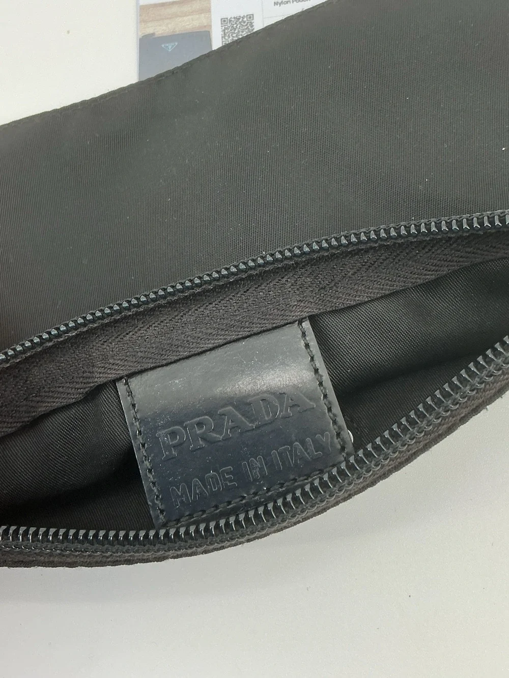 Prada Tessuto Nylon Zip Pouch Cosmetic Case Black Authentic COA